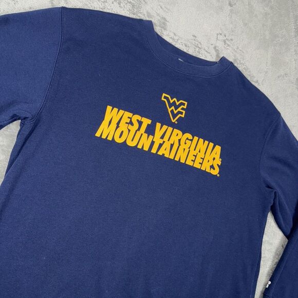 West Virginia Mountaineers Sweatshirt Men's Large Navy Russel Football - Picture 2 of 6